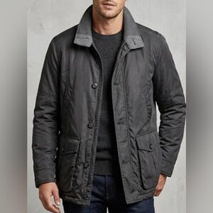 Roundtree & Yorke Gray Quilted Field Jacket Wool Blend with CollarSize L